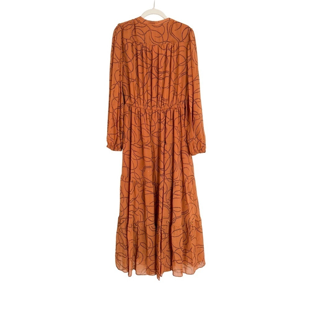 A.L.C. Marlowe Long Sleeve Silk Maxi Dress Almond Combo Size 8 NWT - Picture 5 of 5